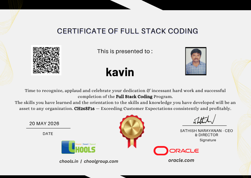 Full Stack Coding Program Certificate